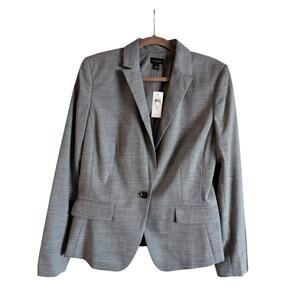 Ann Taylor Factory Women’s Gray Tailored Blazer One Button Lined Size 10 NWT